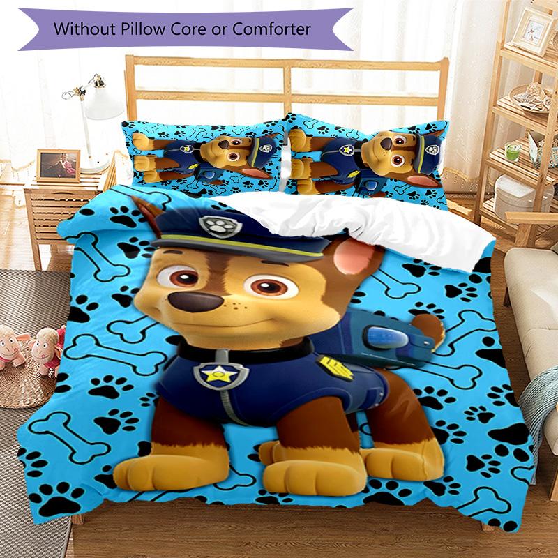 3pcs Paw Patrol characters pattern bedding set duvet cover set includes duvet cover &pillowcases, perfect all season bedroom decoration & gift