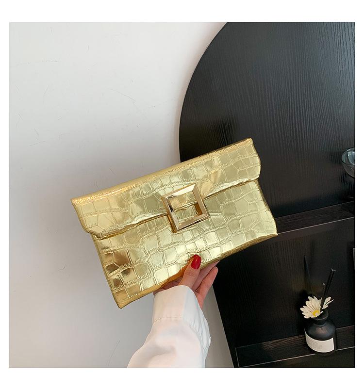 Fashion and exquisite 2025 new solid color trend personalized stone pattern temperament women's dinner hand envelope bag