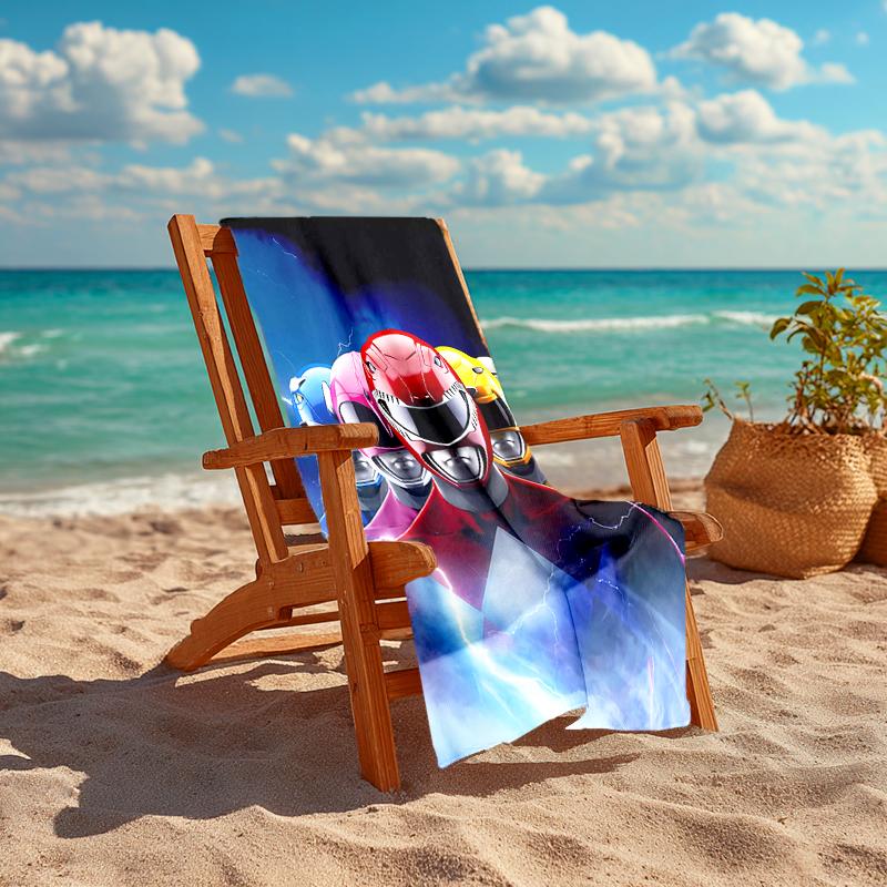 1pc Mighty Morphin Power Rangers2 Beach Towel, Comfortable and Thick, and Swimming/Bath/Picnic/Camping Towel, Suitable for Seaside Beaches