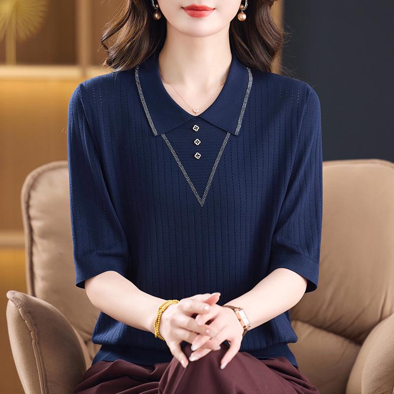 

Spring Mid-Sleeve Knit Pullover for Seniors 2XL (Recommended 55-60 kg) темно-синий