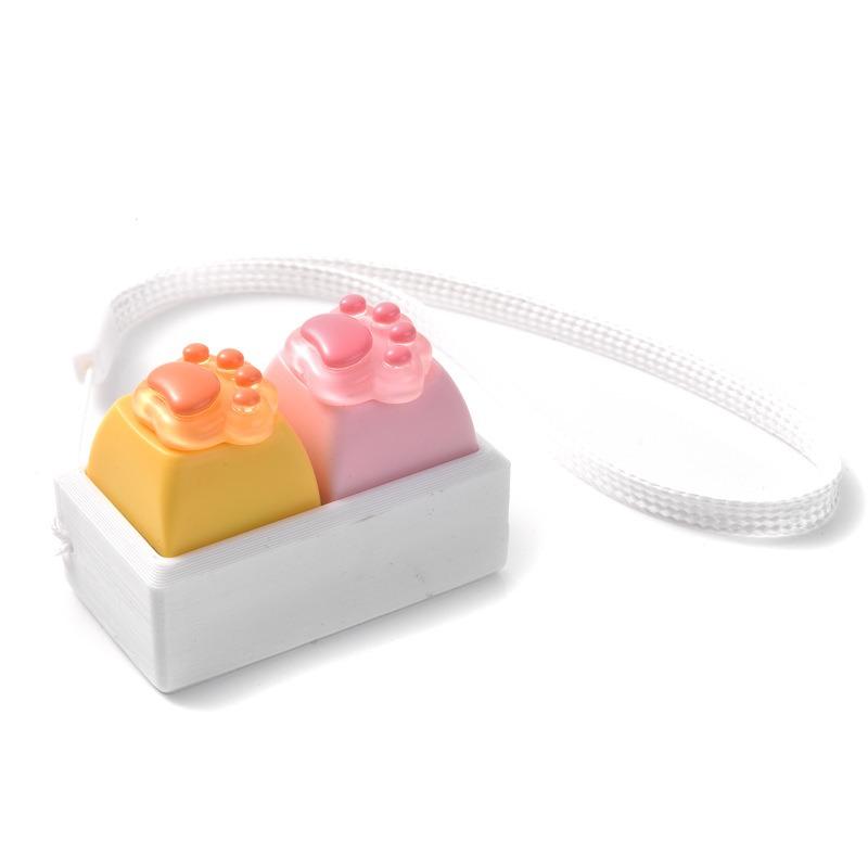 Cute Cat Paw Fidget Keycap Toy 2-Key Stress Relief Push Pop Keychain Portable Mini Keyboard Toy For Teens & Women