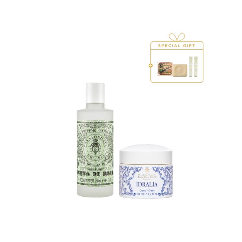Rose water + Idralia cream (+ Sapone Velutina 55g + Eau de Cologne 4ml)