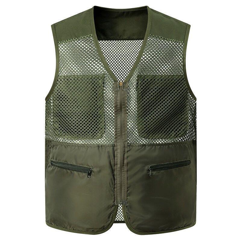 Chaleco de Malla Camuflado de Verano para Hombre con Múltiples Bolsillos Transpirable para Fotografía y Pesca