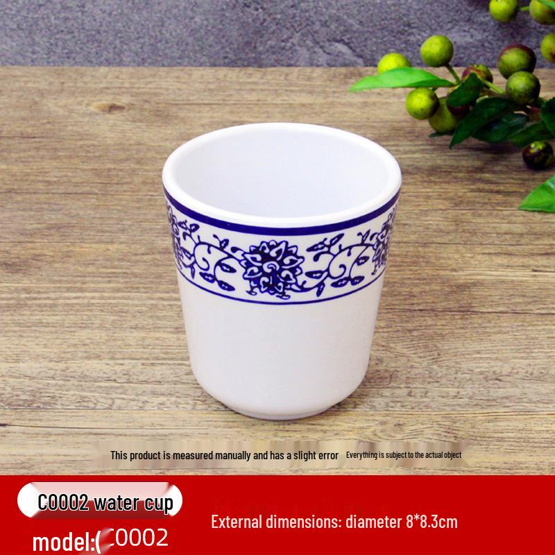 Retro Blue & White Melamine Dinnerware Set: Noodle & Soup Bowls, Plates for Restaurants & Noodle Shops