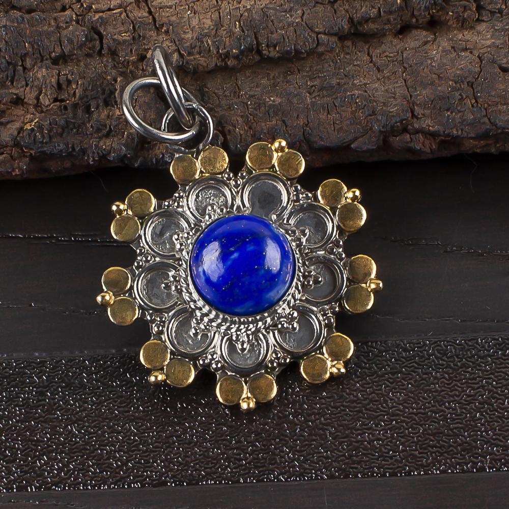 

Кулон из лазурита, Ювелирные изделия ручной работы, Кулон из стерлингового серебра 925 пробы, Дизайнерские украшения с драгоценными камнями, Серебряный кулон с цепочкой, Подарок для мамы 1.26 Inches синий