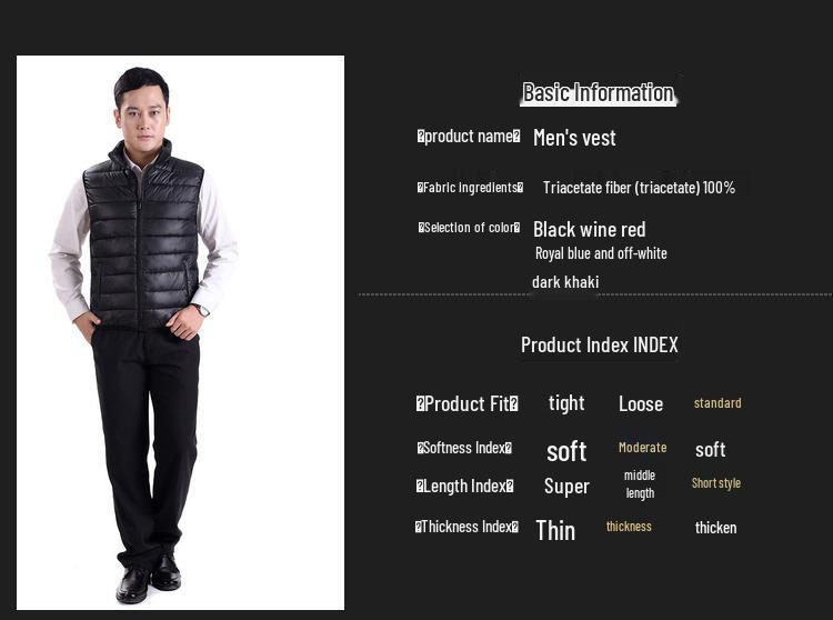 Men's Plus Size Lightweight Down Vest - Warm, Trendy Sleeveless Outerwear for Autumn & Winter