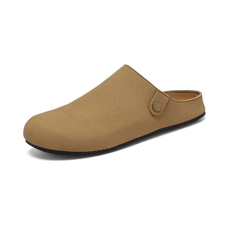 Luxury Leather Half Shoes for Men Black Mules Backless Loafers Slippers Semi-Drag Casual Shoes Male Slides Outdoor Slip On Flats