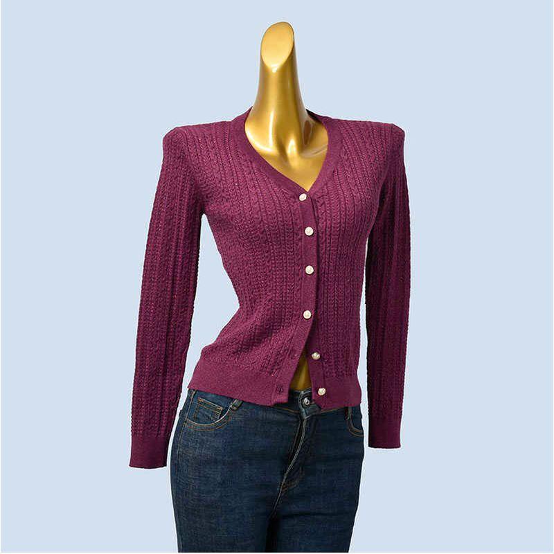 Export Cut Label Spring and Autumn K-style Slim Fit Slimming Long Sleeves Knitwear Sweater Women's Single-Breasted Cardigan Base Tops