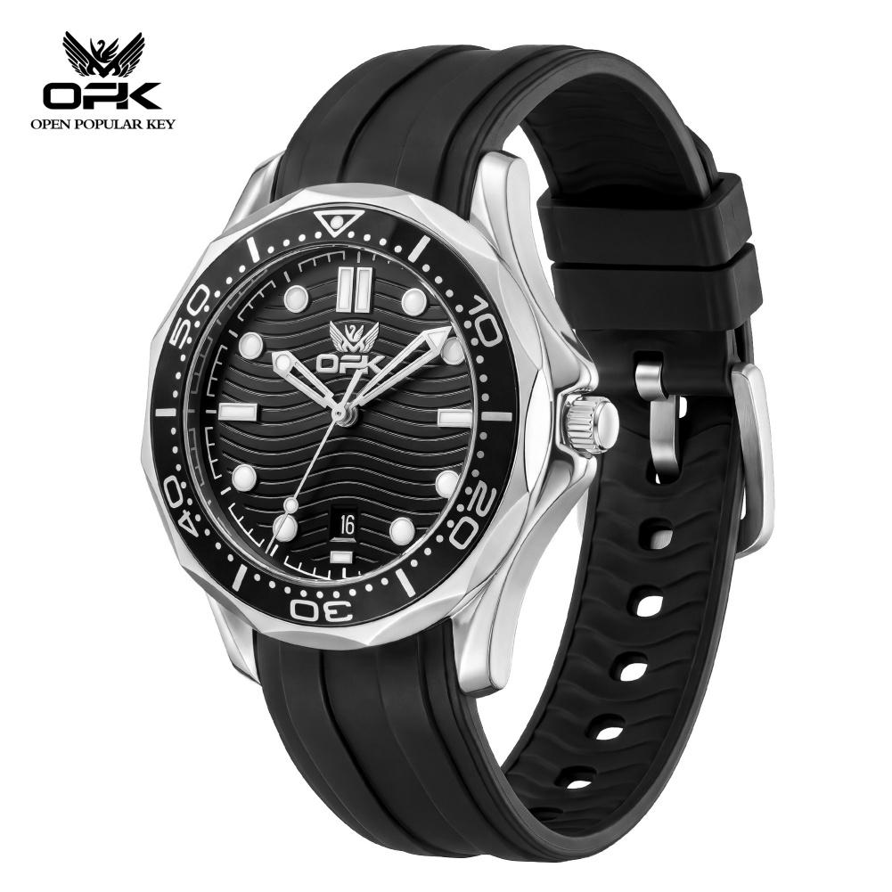 OPK 6109 Fashion Sport Men's Watch Luminous Waterproof Silicone Strap Auto Date Top Original Quartz Man Wristwatch