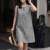 ZANZEA Women Casual Round Neck Summer Plaid Print Sleeveless Dress