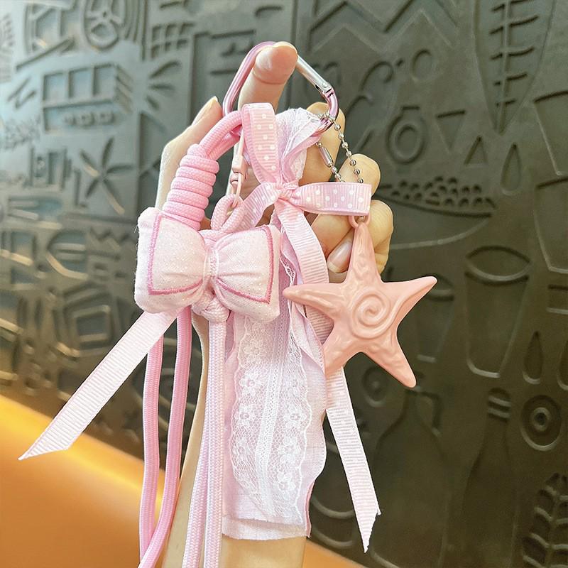 Crystal Lace Bow Tassel Keychain Charm - Cute Pendant Gift
