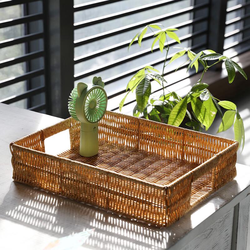 Bandeja de almacenamiento tejida de ratán sintético