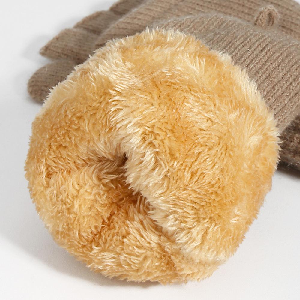 Thickened Plush Fluffy Winter Knitted Gloves Men Women Flip Cover Half Finger Mittens Warm Windproof Outdoor Cycling Gloves Gift