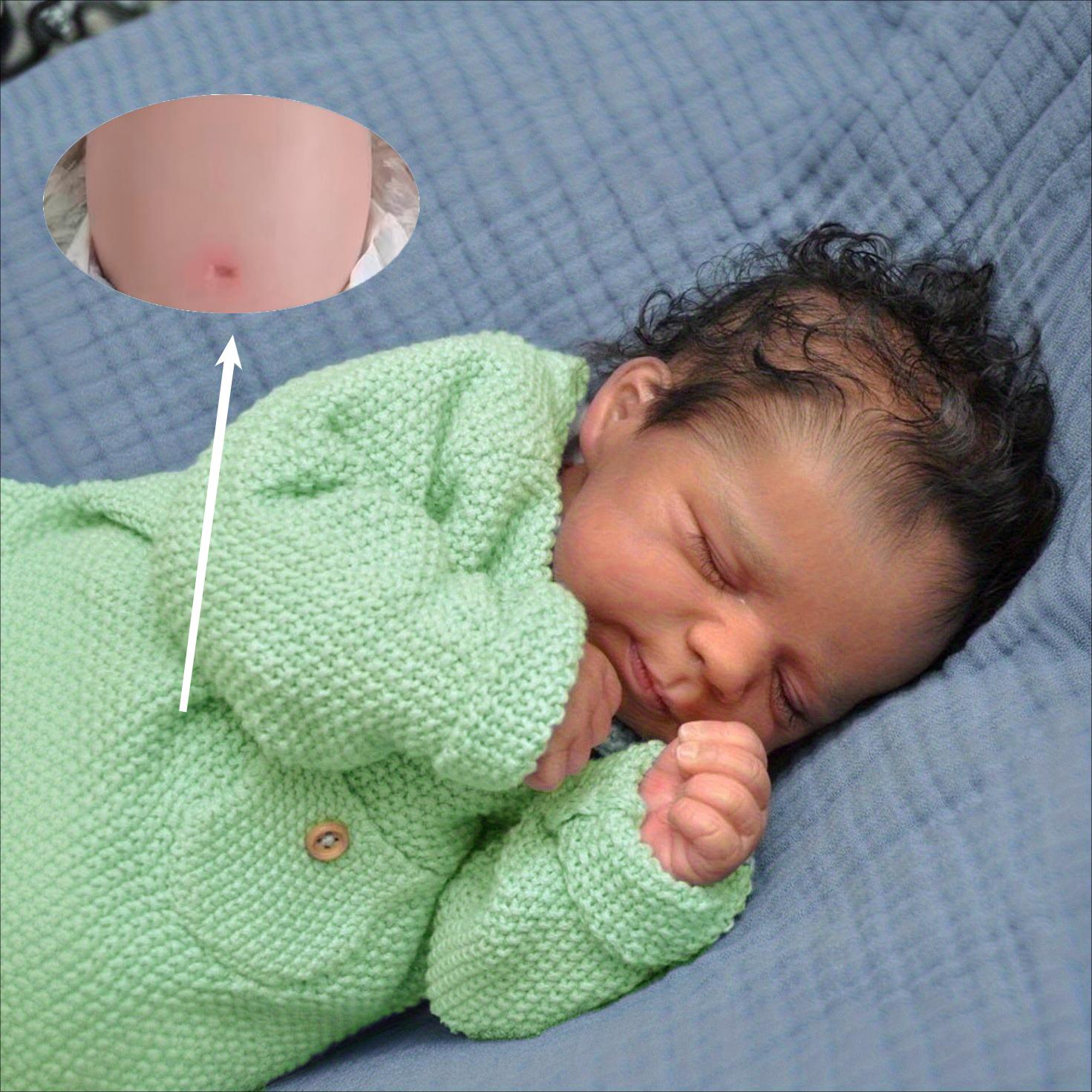 

BZDOLL 45 CM 18inch Asleep Reborn Baby Doll Toy For Kids Full Vinyl Body Lifelike Black Brown Skin Smile Babies Doll Kid Birthday Gift Humanoid Toys vinyl body doll