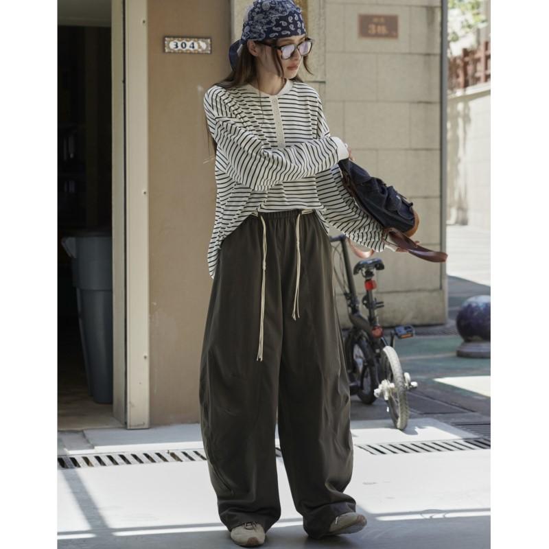 Johnature Korean Fashionable Casual Women Pants Autumn Simple Loose Comfortable Harem Trousers