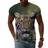 Estate Moda Immagine creativa T-shirt da uomo Colletto tondo Manica corta Top Tiger Animal Mountain King Fierce Big