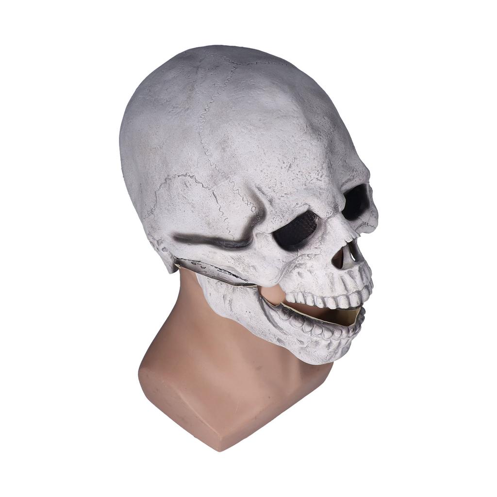 Scary Skull Mask with Movable Jaw Flexible Latex Halloween Costume Party Props Cosplay Accessory