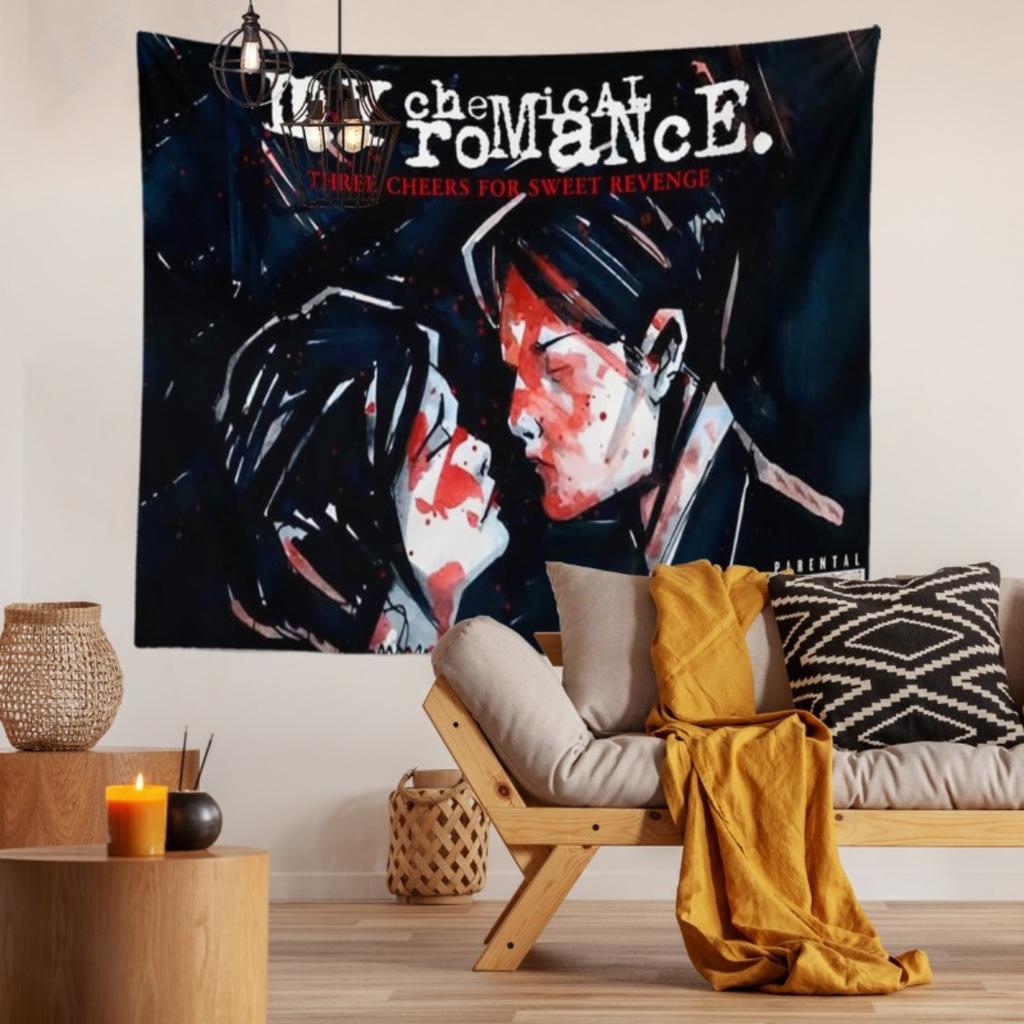 1 Item My Chemical Romance Tapestry Banner Polyester Peach Leather Wall Hanging Room Bar Party Woven Decoration Poster