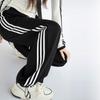 Women's Loose-Fit Striped Sweatpants Autumn Winter Casual High Waist Slim Straight-Leg Pants  Elastic Bunded Feet Bottoms