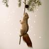 Realistic Foam Squirrel Hanging Ornament Christmas Tree Decor Woodland Animal Figurine with Faux Fur Tail Pine Cone Home Decor