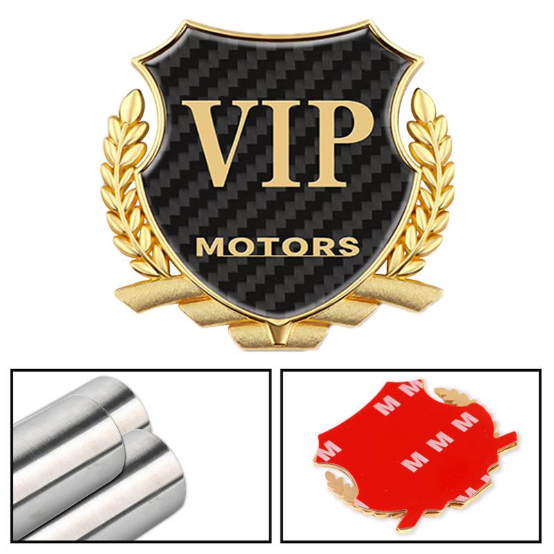 Metall Autoaufkleber Karosserie Autoaufkleber VIP Letter Design Auto Metallschilder Ährenmuster Rostschutz Kohlefaser Für Außen