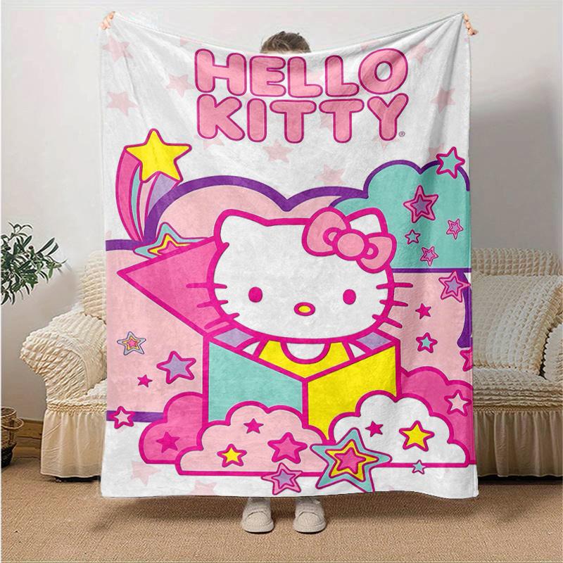 1pc Magical Adventure Hello Kitty's Blanket, Soft Throw for Home Decor, Gift Idea for Family and Friend, Seasonal Use, Living Room, Travel, Camping, C