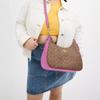 Coach Teri 29 Brand Letter Logo Coated Canvas Half Moon Handbag Crossbody Shoulder Bag Large Women Handbags Brown Magenta CV940-IMXVS
