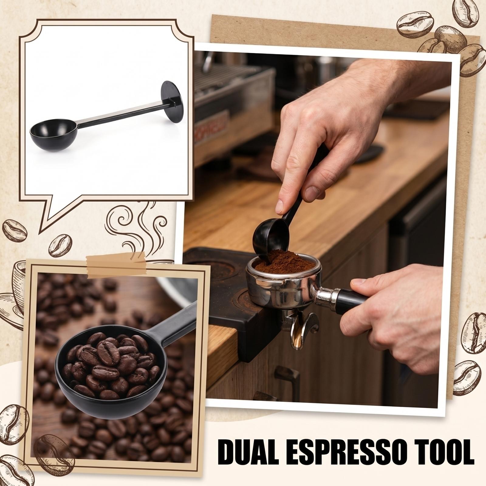 

Coffee Scoop with Tamper Wall Mounted Coffee Measure Spoon for Ground Coffee and Beans Durable Kitchen Tool with Long Handle for Easy Use One Size чорний