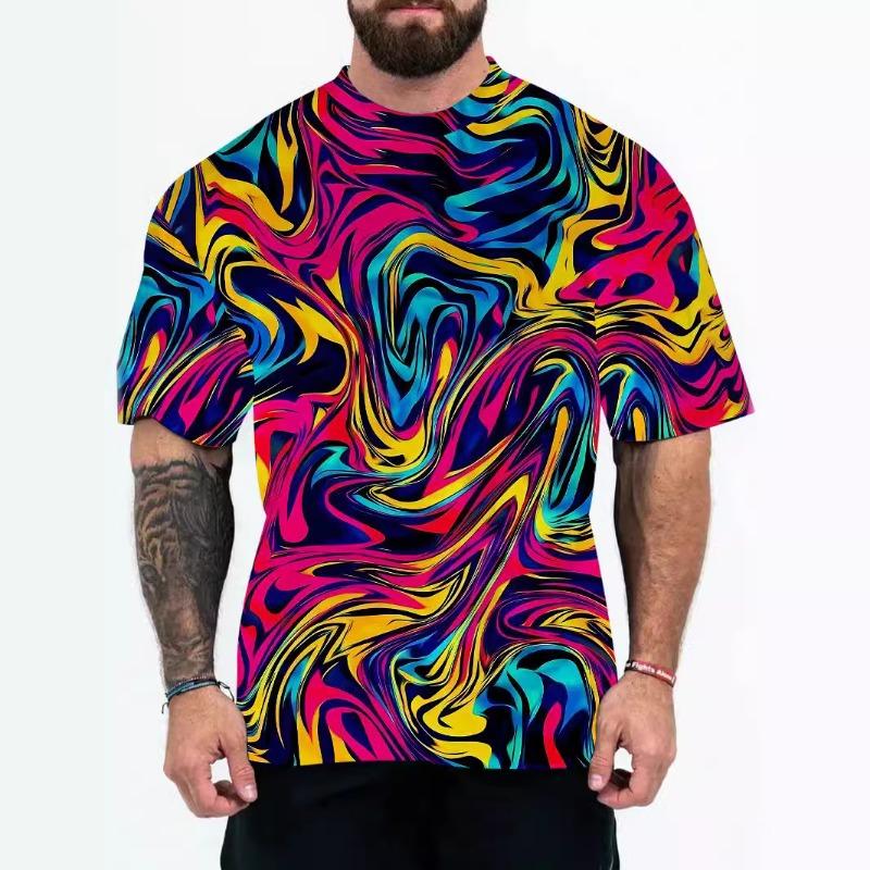 Summer 3D Printed Cartoon Anime Loose Men's Short Sleeved T-shirt