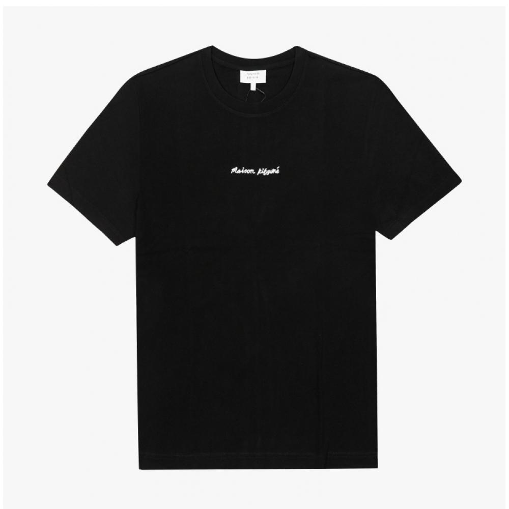 MaiSon KiTSune HandwriTing Logo Embroidery Men S T ShirT Om00122kj0119