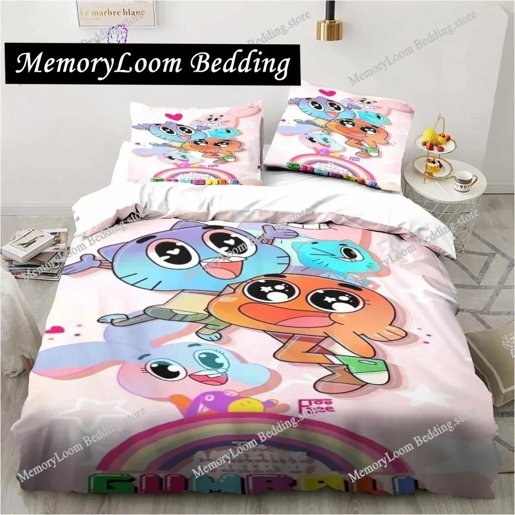 3D-gedrucktes Anime Amazing World Gumball Bettwäscheset Bettbezug Schlafzimmer Decke Einzel-Doppel-King-Size-Steppdecke Heimtextilien