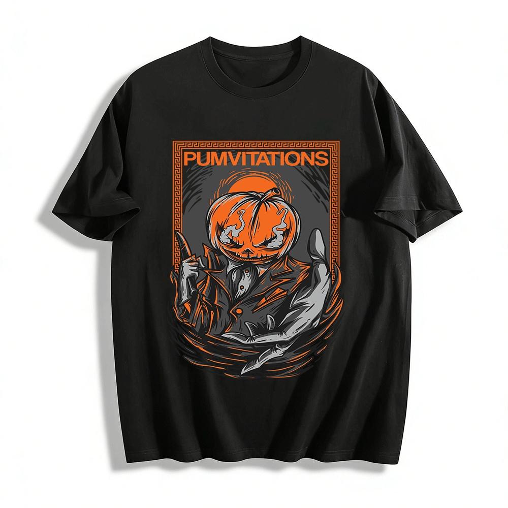Halloween Pumpkin Spooky Graphic Print Casual Top Pure cotton T-shirt XXS