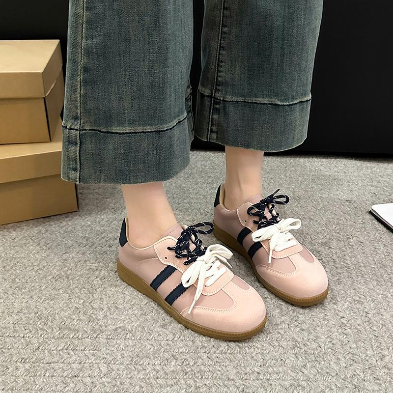 Fashion Girls Solid Color Slip-On Leather Sports 2024 New Fashion Lightweight Breathable Sports Running Shoes