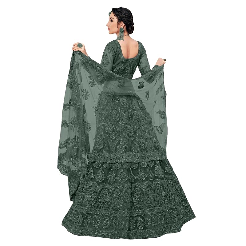 Patlani Letest Design Chain Embroderied With Stone Work Woman Flered Lehenga Choli. (Semi Stitched)
