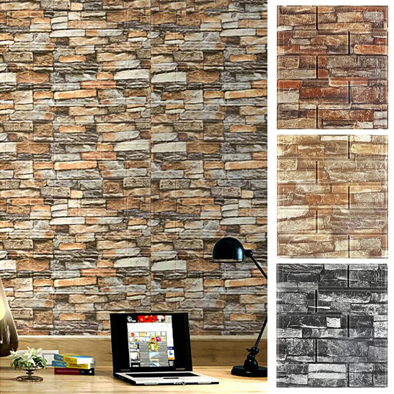 1PC Self-Adhesive DIY 3D Bedroom Wall Sticker Living Kids Room Imitation Brick Home Decor Anti-Collision TV Backdrop Waterproof