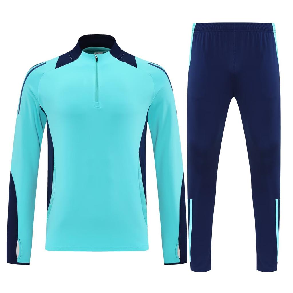 Light Plate Half Zipper Casual Sportswear Basic Trousers Football Training Suit Set