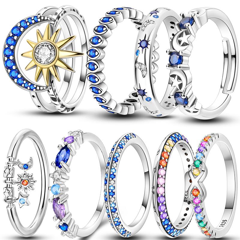 New S925 Sterling Silver Ring Women Eternal Love Dewdrop Stone Glow-in-The-Dark Firefly Ring Fashion Engagement Wedding Jewelry