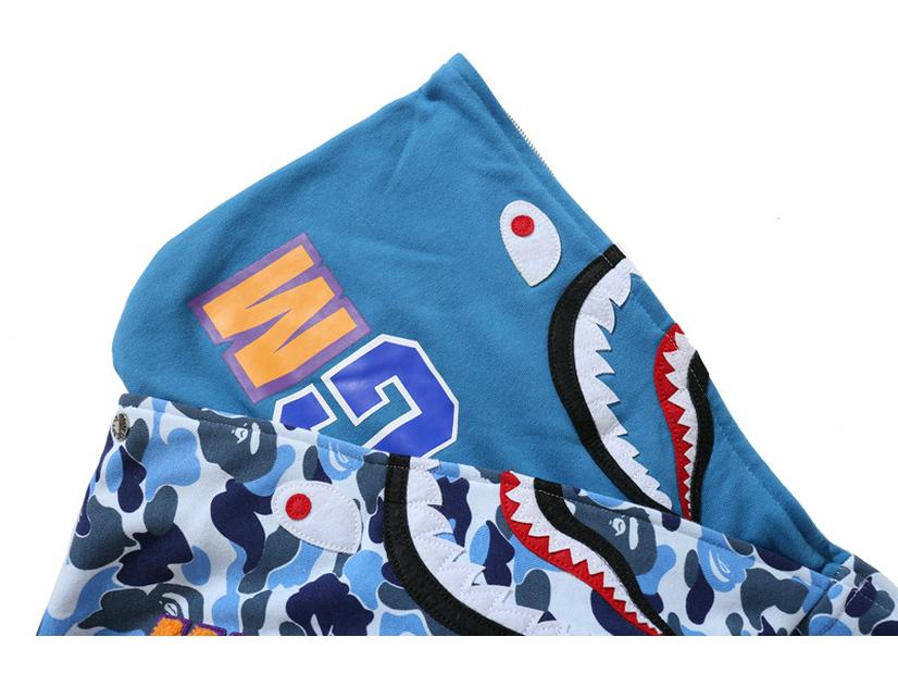 Double Hood Japanese Shark Camo Sweatshirt for Couples