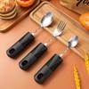 3 Pcs Disability Dining Aids Elderly Utensils Weighted Silverware Adaptive Tableware for Rubber Disabled Cutlery The
