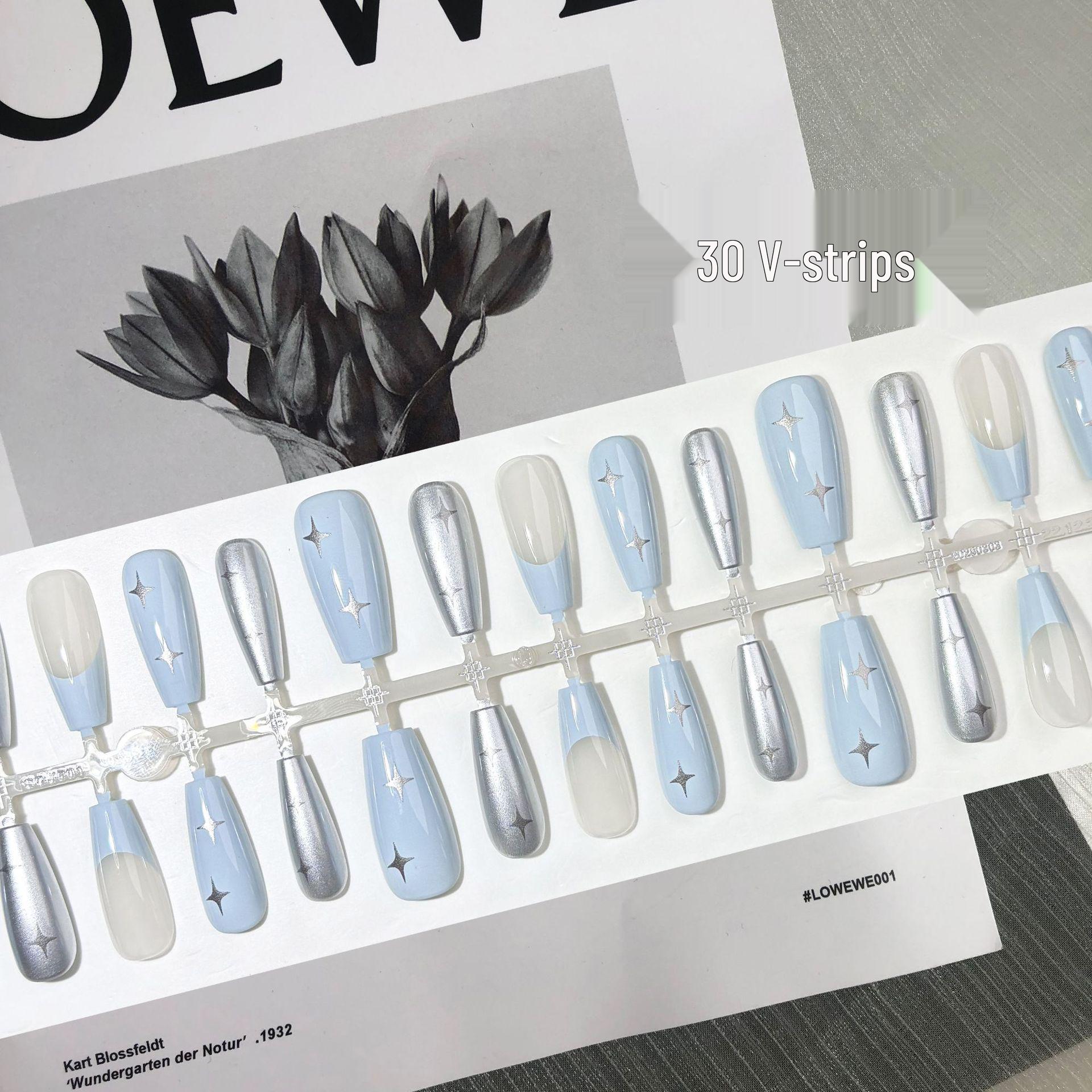 

Y2K Нежно-голубые Звезды Роскошные Милые Накладные Ногти