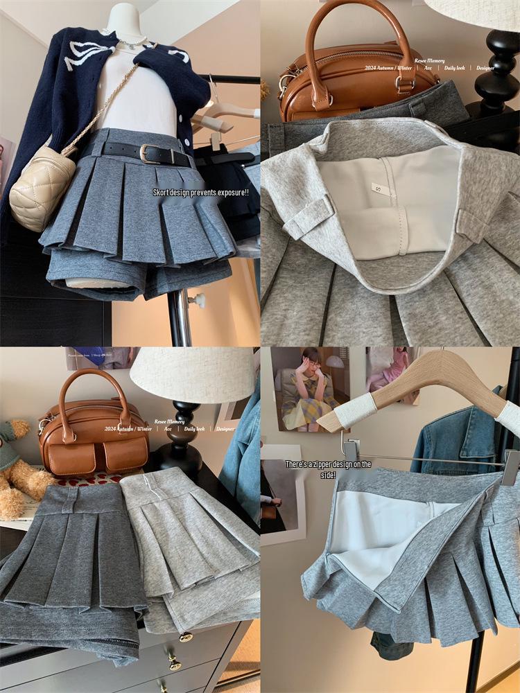 2025 Versatile A-line Pleated Skirt: Spicy Slimming Design for Petite Women, Anti-exposure Short Skirt Pants