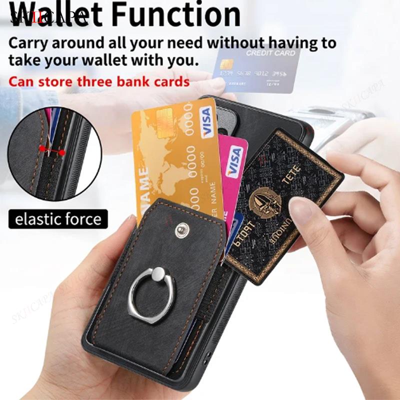 Wallet Cards Slot Holder Leather Cover for Oneplus 12 11 10T ACE Pro Nord CE 3 Lite 2 N300 N30 N20 SE Ring Stand Magnetic Case