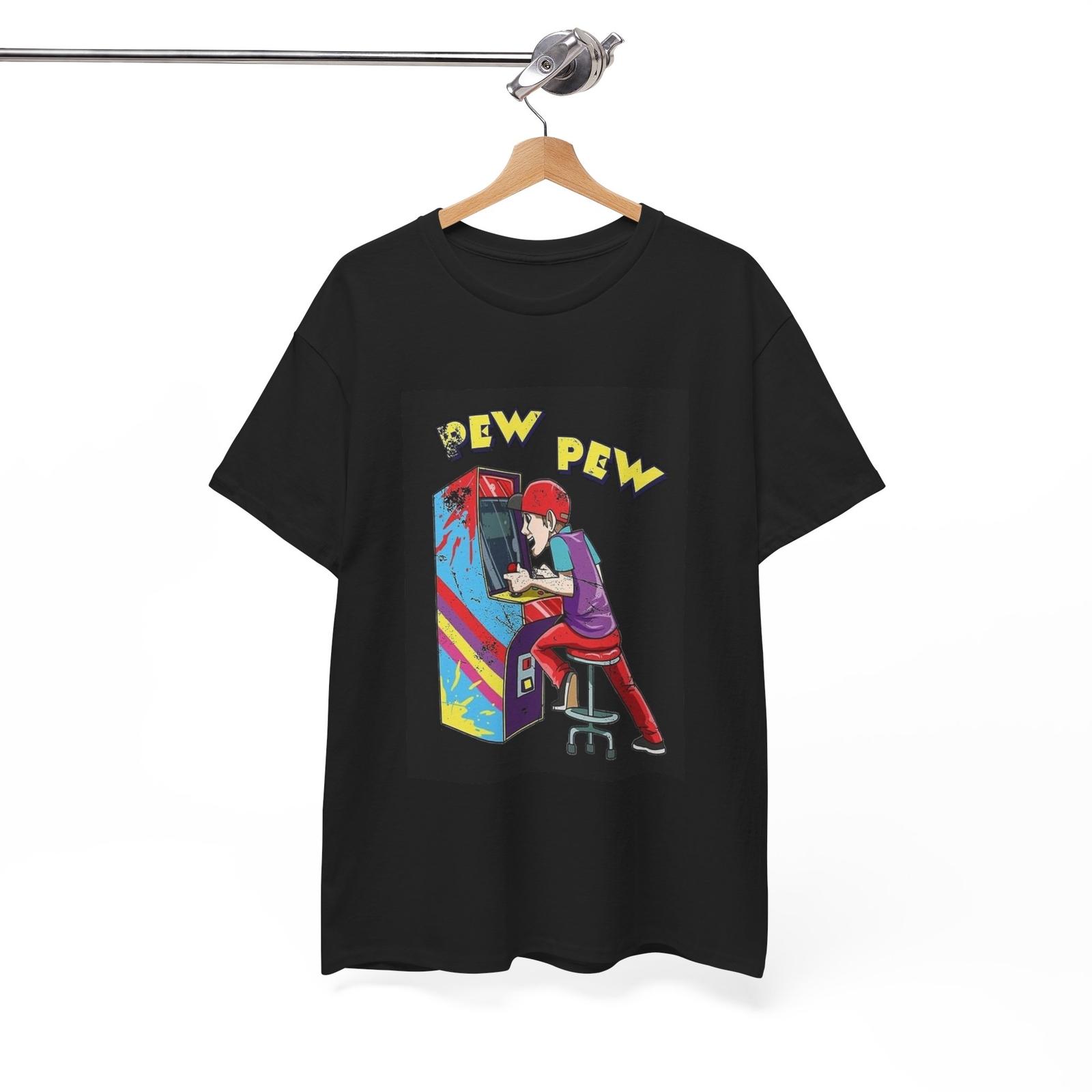 80s Arcade Gaming Pew Pew Tshirt Retro Neon Vibes Gamer Unisex Heavy Cotton Tee XXL