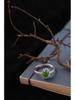 Adjustable Women's Ring with 925 Sterling Silver, Green Jasper, Zircon, and Jade Oval Design, with Certificate