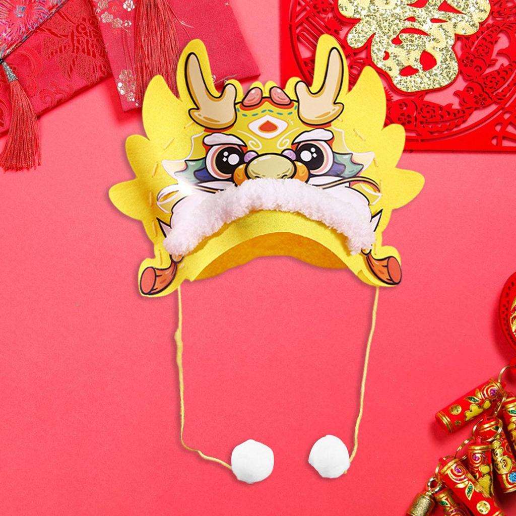 Kinesiska nyårsdrakhatt Djurhatt Prydnad DIY Hantverkstillbehör Nyårsfest Hemma Kontor Dekor Söt Drakhuvudhatt