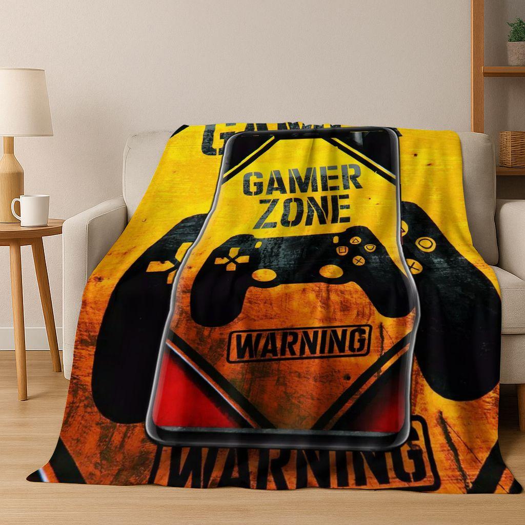 26 Style Gamer Zone Game Controller Flannel Blanket,Warm and Cozy Soft Throw Blanket for Home Bedroom Bed Sofa Travel Cover Kid