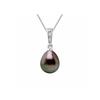 Et - Diamond Pendant 0.010 Cts Genuine Tahitian Cultured Pearl Pear Shape 8-9 Mm - A+ Quality - Available In Yellow and White Gold