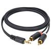 RCA Cables - 59IN/5FT Stereo Jack to 2RCA Plugs for Smartphone, Tablet, HDTV, DVD Player, Home Theater, Speakers, Projector