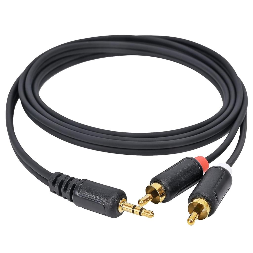 RCA Cables - 59IN/5FT Stereo Jack to 2RCA Plugs for Smartphone, Tablet, HDTV, DVD Player, Home Theater, Speakers, Projector
