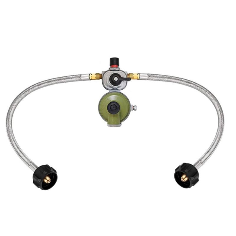17inch Regulator Propane Hose Connector Replacement Stainless Steel Propane Hose with Gauges 1/4in Male NPT